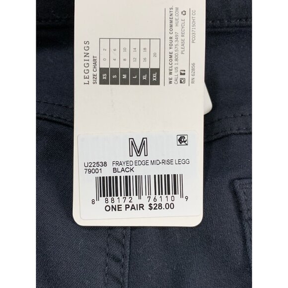 Medium - Hue Studio Womens Mid-Rise Frayed Edge Denim Leggings - Black - Picture 4 of 7